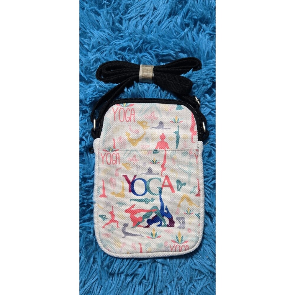 Colorful Yoga Printed Crossbody Phone Bag Adjustable w/Front Pocket & Back Zip - Picture 1 of 3